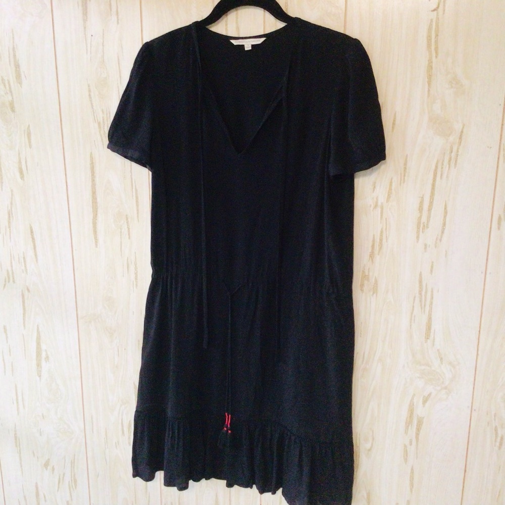 Rebecca Minkoff Black Tasseled Drawstring Waist Ruffled Hem Dress 2